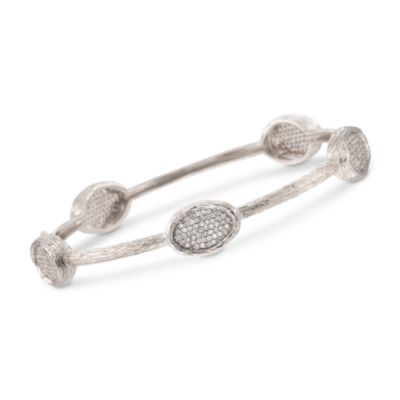 .84 ct. t.w. Pave Diamond Station Bangle Bracelet in 14kt White Gold &mdash; Alt Image 1