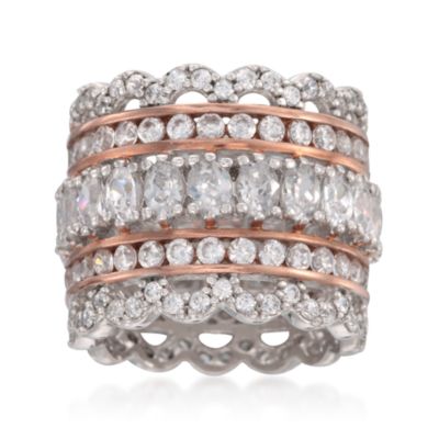 Stacked-Look 7.05 ct. t.w. CZ Ring in Two-Tone &mdash; Alt Image 1