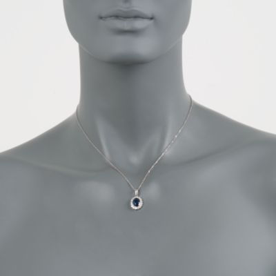 2.40 Carat Sapphire Pendant Necklace With Diamonds in 14kt White Gold. 16" &mdash; Alt Image 2