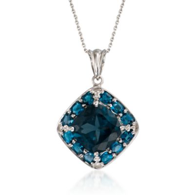 11.50 Carat London Blue Topaz Drop Necklace in Sterling Silver. 18" &mdash; Alt Image 1