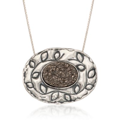 Silver Drusy Pendant Necklace in Sterling Silver &mdash; Alt Image 1
