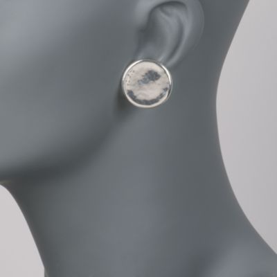 Hammered Disc Earrings in Sterling Silver &mdash; Alt Image 2