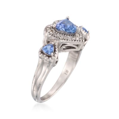 .90 ct. t.w. Tanzanite and .15 ct. t.w. Diamond Heart Ring in Sterling Silver &mdash; Alt Image 3