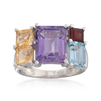 8.10 ct. t.w. Multi-Gem Color-Blocked Ring in Sterling Silver &mdash; Alt Image 1
