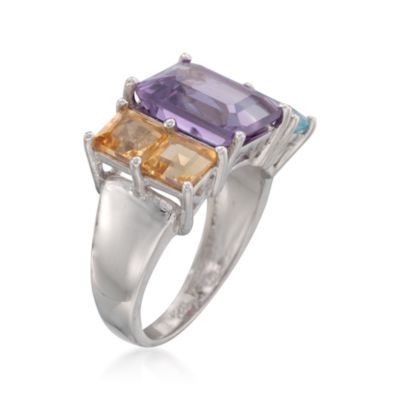 8.10 ct. t.w. Multi-Gem Color-Blocked Ring in Sterling Silver &mdash; Alt Image 3