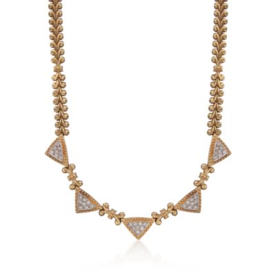 C. 1980 Vintage .80 ct. t.w. Diamond Station Necklace in 14kt Yellow Gold. 16" &mdash; Alt Image 1