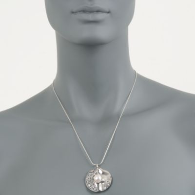 Pearl Floral Disc Necklace in Sterling Silver &mdash; Alt Image 4