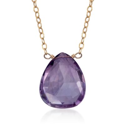 9.00 Carat Amethyst Drop Necklace in 14kt Yellow Gold &mdash; Alt Image 1