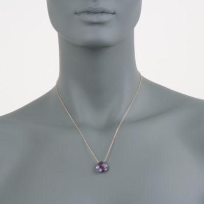 9.00 Carat Amethyst Drop Necklace in 14kt Yellow Gold &mdash; Alt Image 2