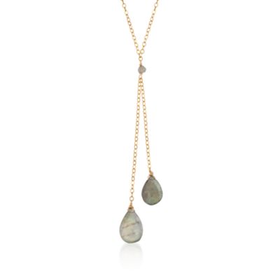 Labradorite Lariat Necklace in 14kt Yellow Gold &mdash; Alt Image 1