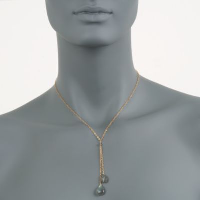 Labradorite Lariat Necklace in 14kt Yellow Gold &mdash; Alt Image 2