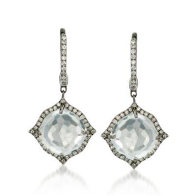 8.00 ct. t.w. White Topaz and .92 ct. t.w. Diamond Drop Earrings in 14kt White Gold &mdash; Alt Image 1