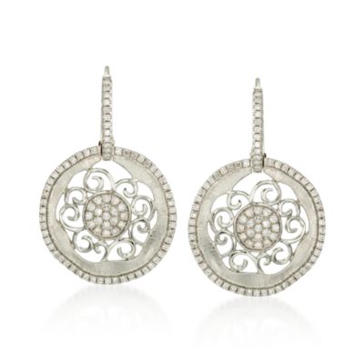 .84 ct. t.w. Diamond Scroll Earrings in 14kt White Gold &mdash; Alt Image 1