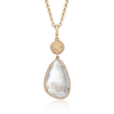 5.00 Carat White Topaz and .23 ct. t.w. Diamond Drop Necklace in 14kt Yellow Gold &mdash; Alt Image 1
