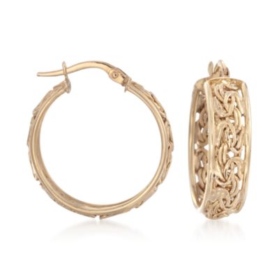 Byzantine 14kt Yellow Gold Hoop Earrings &mdash; Alt Image 1