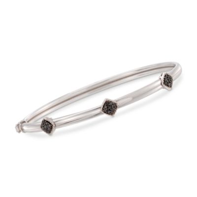 .25 ct. t.w. Black Diamond Station Bangle Bracelet in Sterling Silver &mdash; Alt Image 1