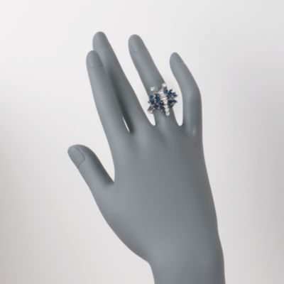 C. 1970 Vintage Sapphire and Diamond Butterfly Ring in 14kt White Gold. Size 5.75 &mdash; Alt Image 2