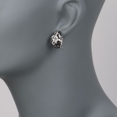 .20 ct. t.w. Diamond and Black Enamel Swirl Earrings in Sterling Silver &mdash; Alt Image 2