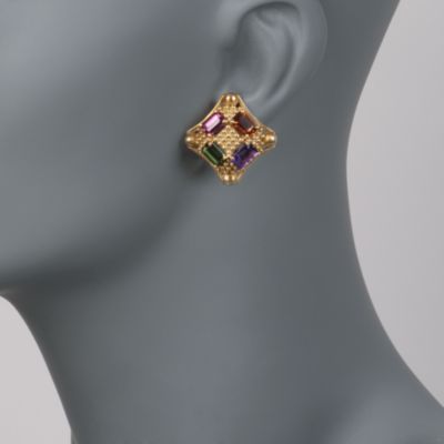 C. 1990 Vintage Doris Panos 10.20 ct. t.w. Multi-Gem Earrings in 18kt Yellow Gold &mdash; Alt Image 2
