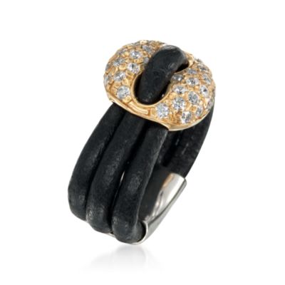.95 ct. t.w. CZ Italian Leather Buckle Ring in Sterling Silver Two-Tone &mdash; Alt Image 3