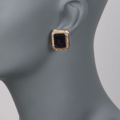 C.1980 Vintage 25.00 ct. t.w. Amethyst Earrings With Diamonds in 14kt Yellow Gold &mdash; Alt Image 2