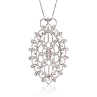 .50 ct. t.w. Diamond Filigree Pendant Necklace in Sterling Silver. 18" &mdash; Alt Image 1