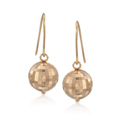 Italian 18kt Yellow Gold Diamond-Cut Bead Earrings &mdash; Alt Image 1