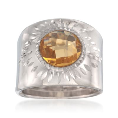 Italian 3.90 Carat Citrine Ring in Sterling Silver &mdash; Alt Image 1