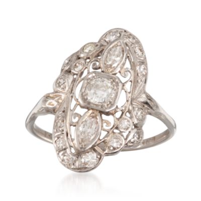 C. 1960 Vintage 1.05 ct. t.w. Diamond Dinner Ring in Platinum. Size 8.5 &mdash; Alt Image 1