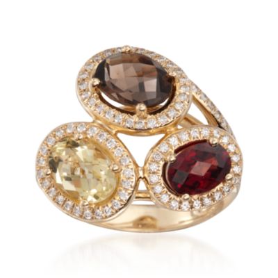 C. 1990 Vintage 4.10 ct. t.w. Multi-Gem and .50 ct. t.w. Diamond Ring in 14kt Yellow Gold. Size 6.5 &mdash; Alt Image 1