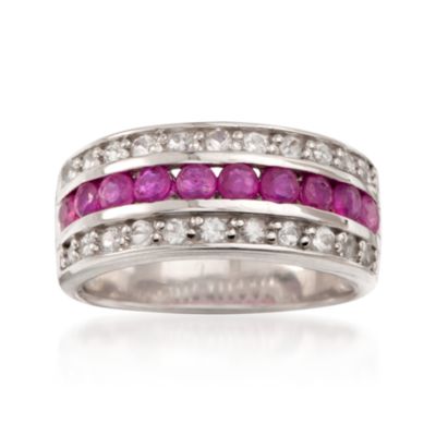 .60 ct. t.w. Ruby and .65 ct. t.w. White Topaz Multi-Row Ring in Sterling Silver &mdash; Alt Image 1