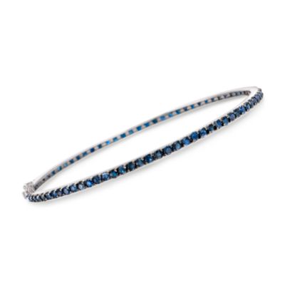 5.25 ct. t.w. Blue Sapphire Bangle Bracelet in Sterling Silver. 7" &mdash; Alt Image 1