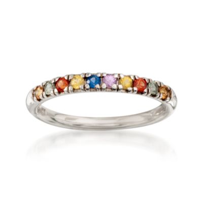 .50 ct. t.w. Multicolored Sapphire Band Ring in Sterling Silver &mdash; Alt Image 1