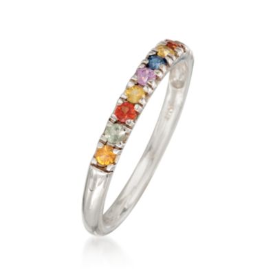 .50 ct. t.w. Multicolored Sapphire Band Ring in Sterling Silver &mdash; Alt Image 3
