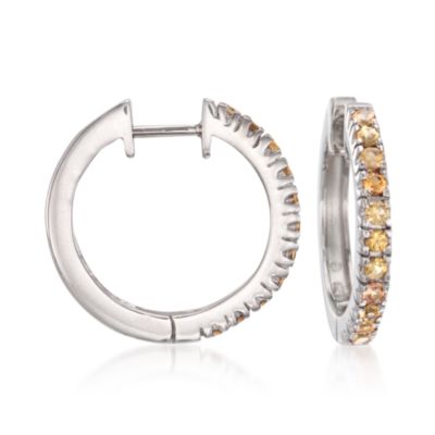 1.10 ct. t.w. Yellow Sapphire Hoop Earrings in Sterling Silver &mdash; Alt Image 1