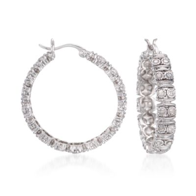 1.00 ct. t.w. Diamond Hoop Earrings in Sterling Silver &mdash; Alt Image 1
