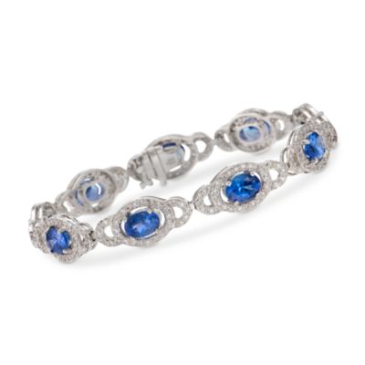 7.85 ct. t.w. Tanzanite and 1.75 ct. t.w. Diamond Bracelet in 14kt White Gold. 7" &mdash; Alt Image 1