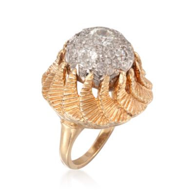 C. 1950 Vintage 2.00 ct. t.w.  Diamond Ring in 14kt Yellow Gold. Size 5 &mdash; Alt Image 3