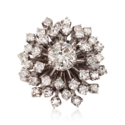 C. 1960 Vintage 1.85 ct. t.w. Diamond Cluster Ring in 14kt White Gold. Size 6 &mdash; Alt Image 1