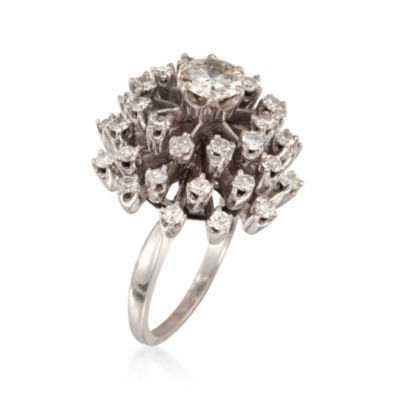 C. 1960 Vintage 1.85 ct. t.w. Diamond Cluster Ring in 14kt White Gold. Size 6 &mdash; Alt Image 3