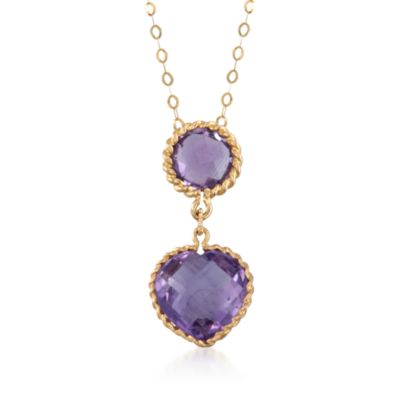11.00 ct. t.w. Amethyst Heart Necklace in 14kt Yellow Gold &mdash; Alt Image 1