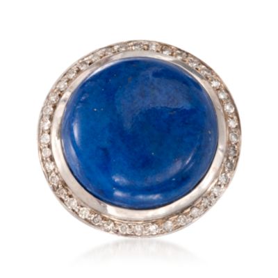 C. 1960 Vintage Lapis Ring With Diamonds in 14kt White Gold. Size 8 &mdash; Alt Image 1