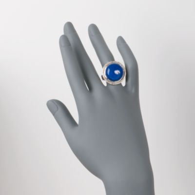 C. 1960 Vintage Lapis Ring With Diamonds in 14kt White Gold. Size 8 &mdash; Alt Image 2