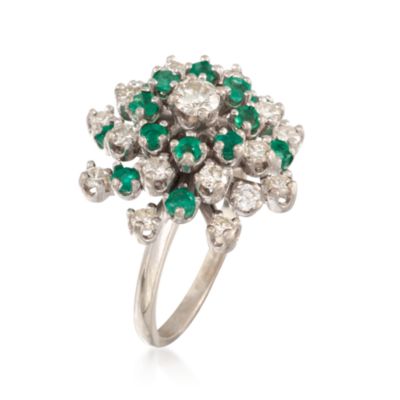 C. 1970 Vintage 1.20 ct. t.w. Emerald and 1.40 ct. t.w. Diamond Ring in 14kt White Gold. Size 7.5 &mdash; Alt Image 3