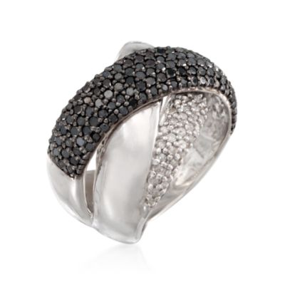 2.00 ct. t.w. Black and White Diamond Crisscross Ring in Sterling Silver &mdash; Alt Image 3