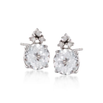 4.70 ct. t.w. White Topaz and .10 ct. t.w. Diamond Earrings in Sterling Silver &mdash; Alt Image 1