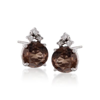 3.60 ct. t.w. Smoky Quartz and Diamond Earrings in Sterling Silver &mdash; Alt Image 1