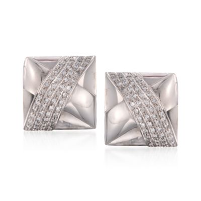 C. 1980 Vintage 1.25 ct. t.w. Diamond Earrings in 18kt White Gold &mdash; Alt Image 1