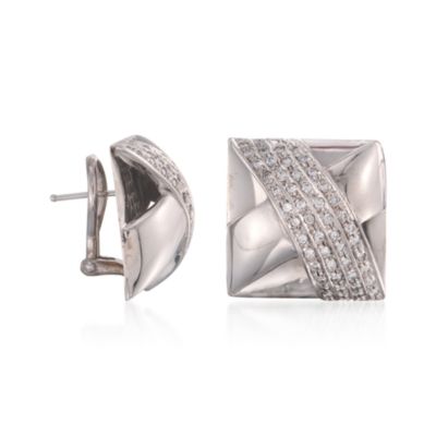 C. 1980 Vintage 1.25 ct. t.w. Diamond Earrings in 18kt White Gold &mdash; Alt Image 3
