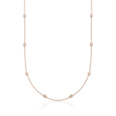 .50 ct. t.w. Diamond Station Necklace in 14kt Rose Gold. 16" &mdash; Alt Image 1